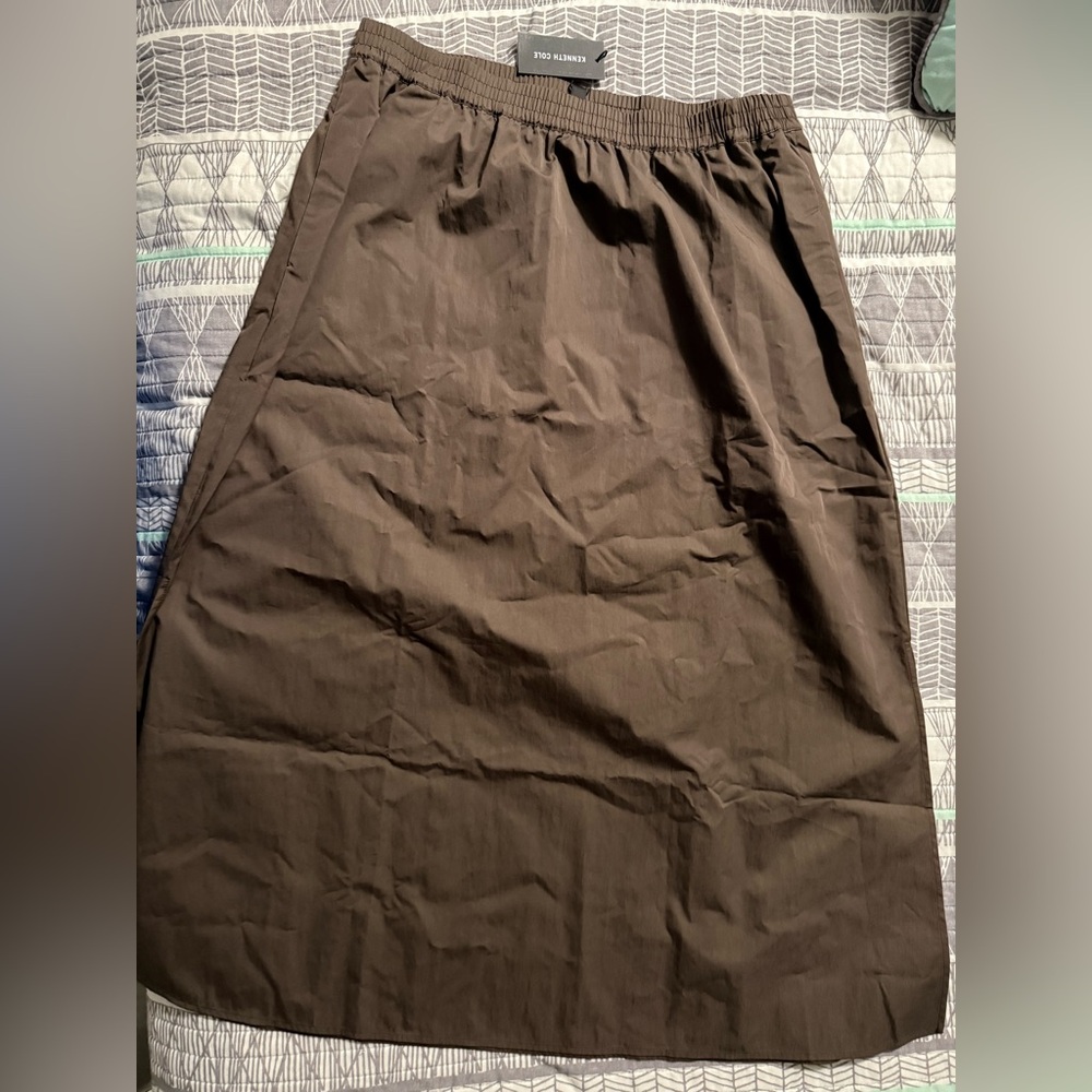 Kenneth Cole Women’s Pull-on Maxi Skirt with Side Slits in Mocha Brown Size XL